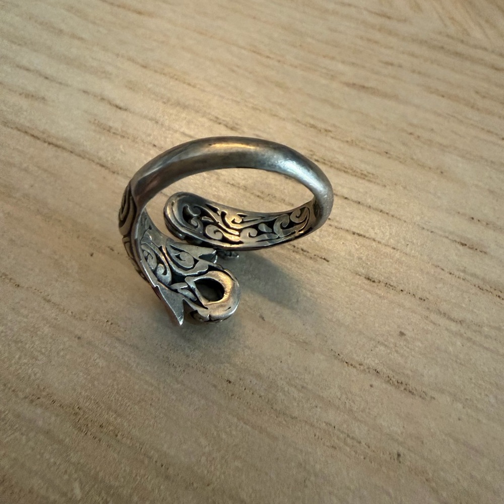 Vintage Aquamarine Silver Plated Adjustable Butterfly Ring - Picture 4 of 4